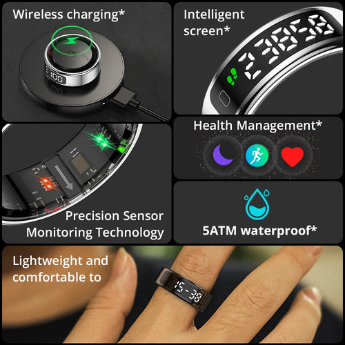 SleepRing Pro - Touchscreen Smart Ring with Wireless Charging